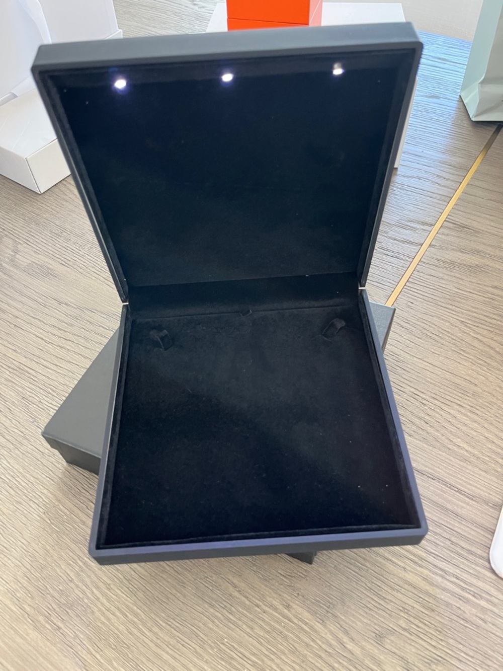 Black Velvet Jewelry Display Box with LED Lights